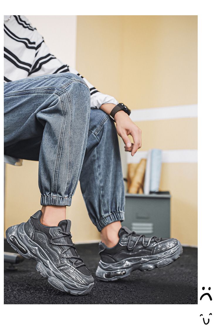 2025 Thick Soled Summer New Style Breathable Mesh Height Increasing Shock Absorbent Air Cushion Sports Men's Trendy_voghion.com