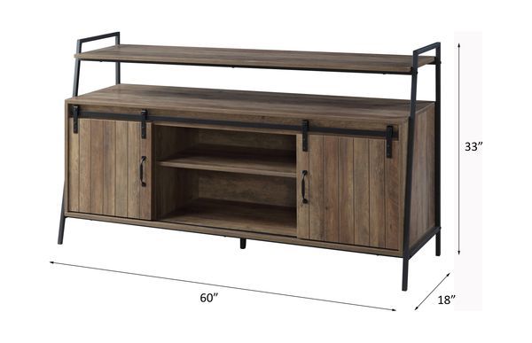 Rashawn Rustic Oak & Black Finish TV Stand_voghion.com