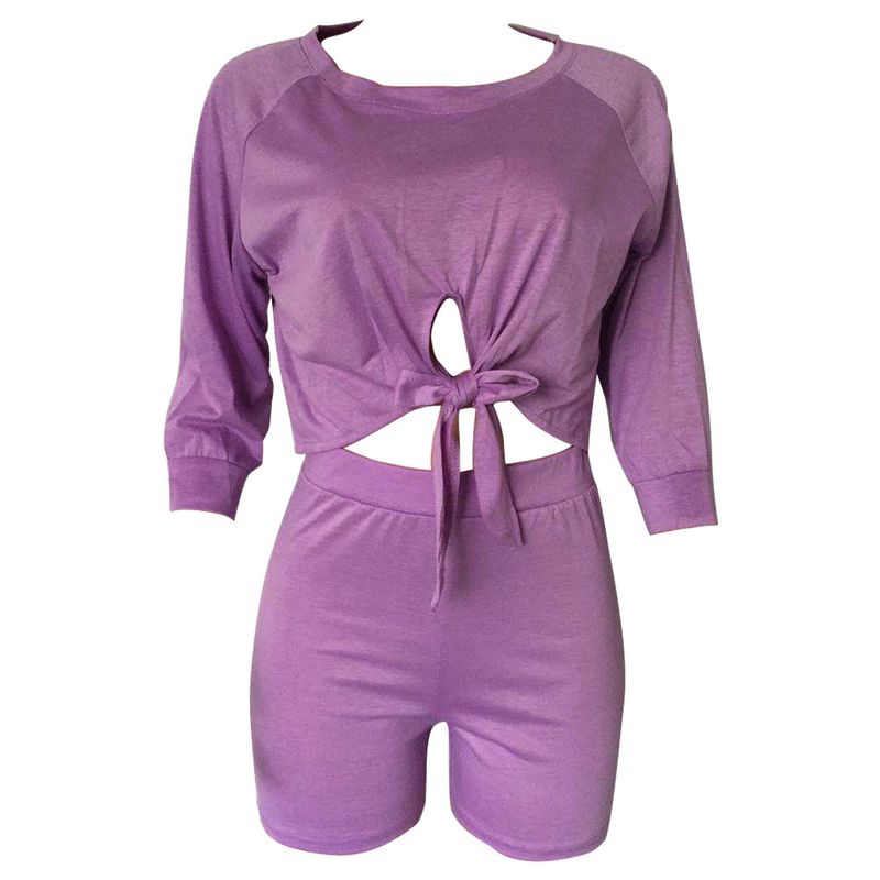 moda esclusiva, maniche scoperte, top che scopre l'ombelico, pantaloncini in due pezzi, abbigliamento da donna di vendita calda_voghion.com