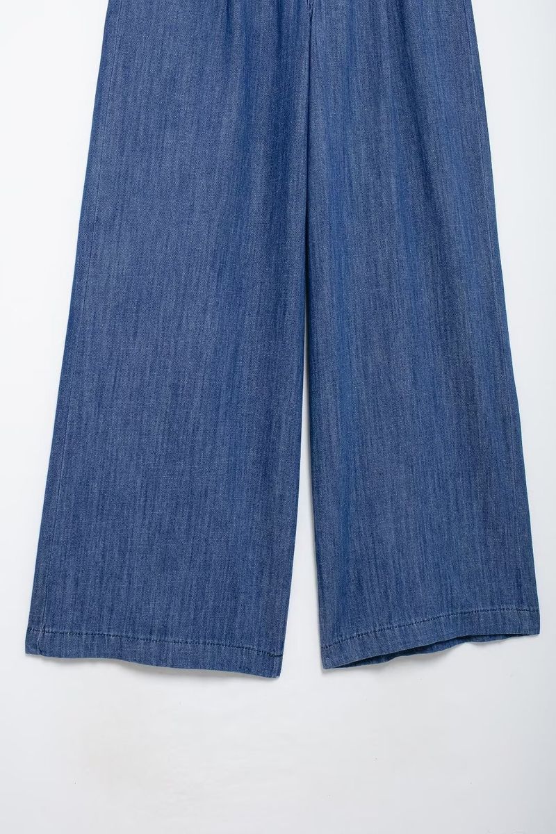 Women's Denim Shirt & Wide Leg Pants Set - Casual Office Wear, Comfortable Stretch Fabric, Adjustable Waist Tie, Autumn Fashion_voghion.com
