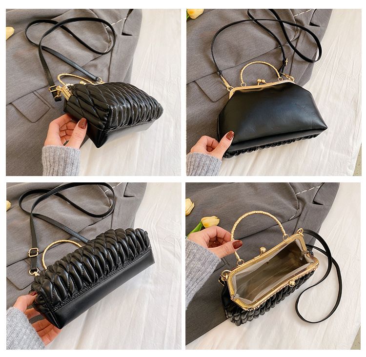 Borsa a tracolla con tracolla a catena quadrata piccola portatile minimalista urbana 2024 da donna con bocca antirughe_voghion.com