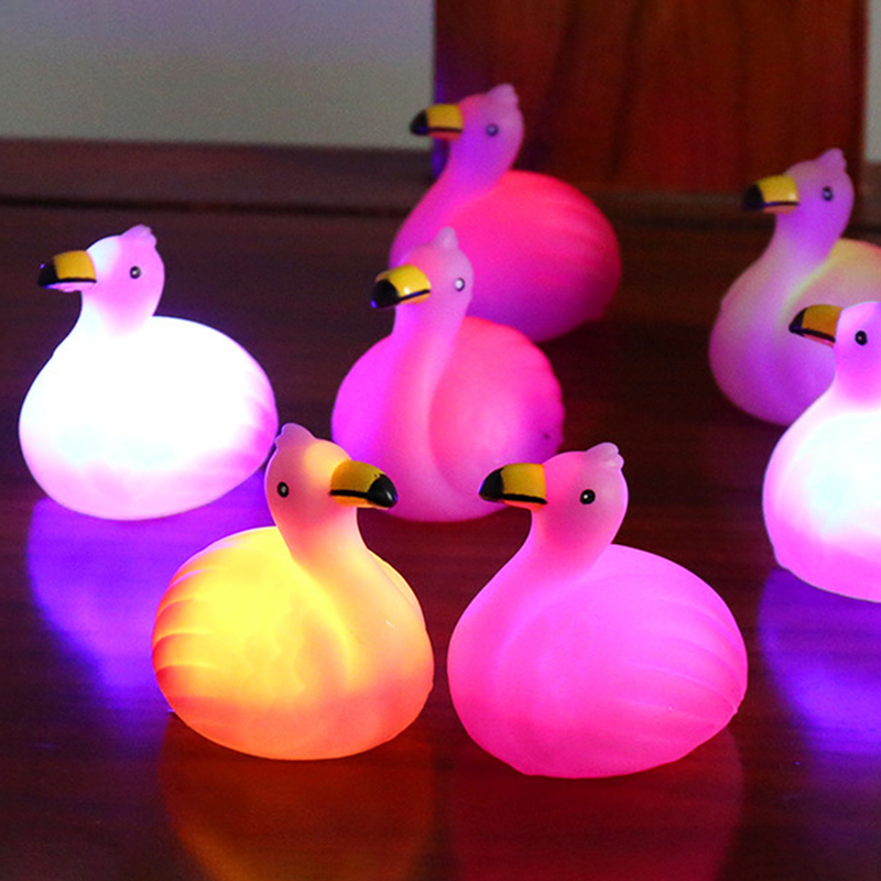 Jinleiou Baby Flamingo Bath Toy Colorful Lights LED Light Floating Safe Companion Waterproof Children Baby Pool Bath Toy Kids Gifts_voghion.com