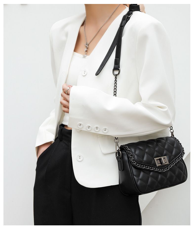 Neue aus echtem Leder, modisch vielseitig, Damentasche mit Diamantgitterkette, einfache und Nischenstruktur,_voghion.com