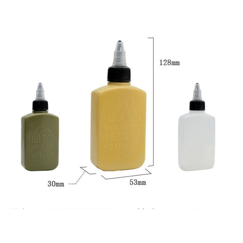 Dispenser di olio portatile da 100 ml - Bottiglia per condimenti da campeggio a prova di perdite per olio da cucina e salse | Set da cucina da viaggio compatto con imbuto (confezione da 2, senza BPA)_voghion.com