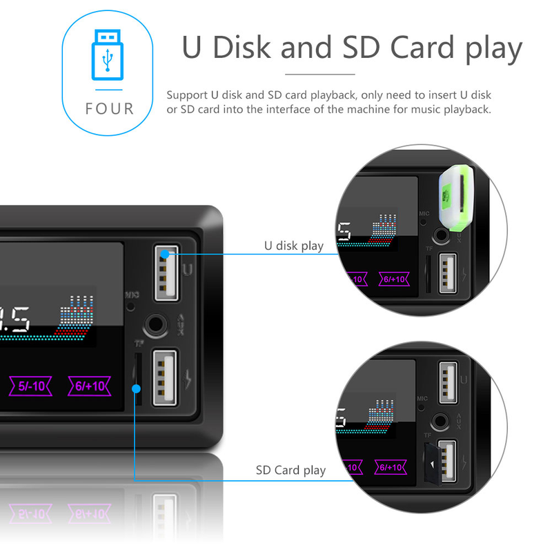 Yuanmheng Bluetooth 1 DIN auto stereo ulaz za armaturnu ploču AUX-in FM radio handsfree poziv MP3 player_voghion.com