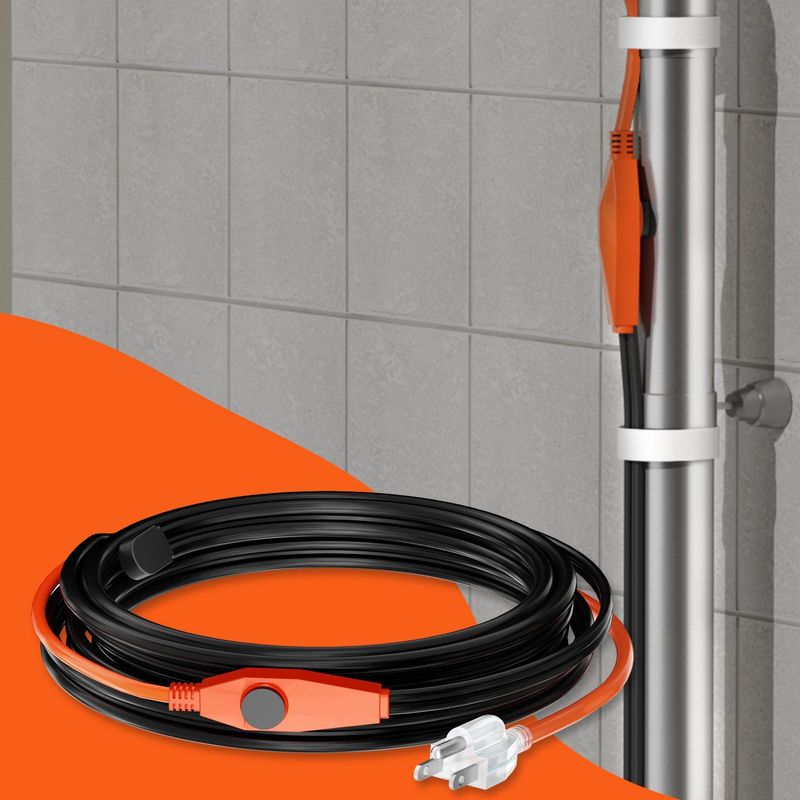 Pipe Heating Cable 24FT 7W/FT Heat Tape For Pipes With Built-in Thermostat_voghion.com