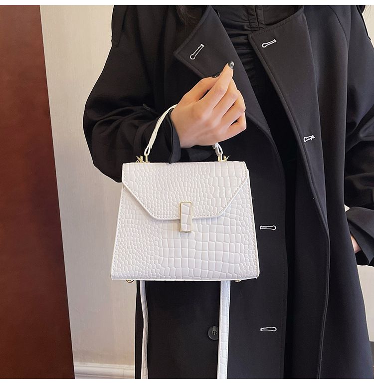 Sac à main en cuir laqué de grande capacité pour femmes, motif de pierre, épaule unique diagonale, vent croisé, nouvelle collection automne/hiver 2023_voghion.com