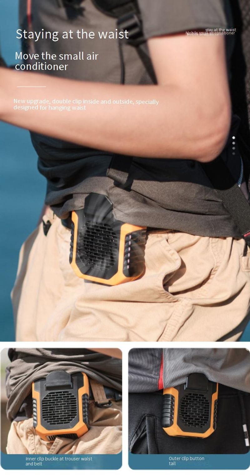 New wind waist outdoor usb large capacity portable charging leafless small hanging neck fan_voghion.com