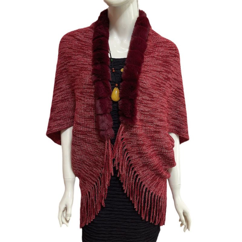 Nuovo cardigan grande da donna, sciarpa lavorata a maglia con collo in lana calda e maniche a pipistrello_voghion.com