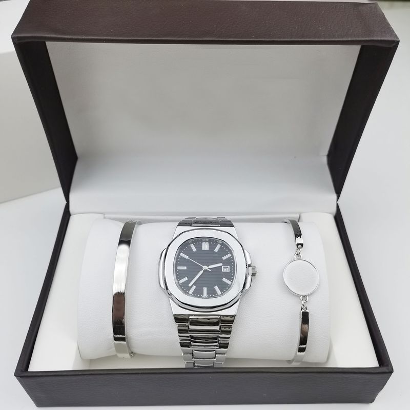 3-delat set, Nautilus-serien, herr- och kvartsklocka, stålarmband med diamant, handgranatklocka för kvinnor_voghion.com