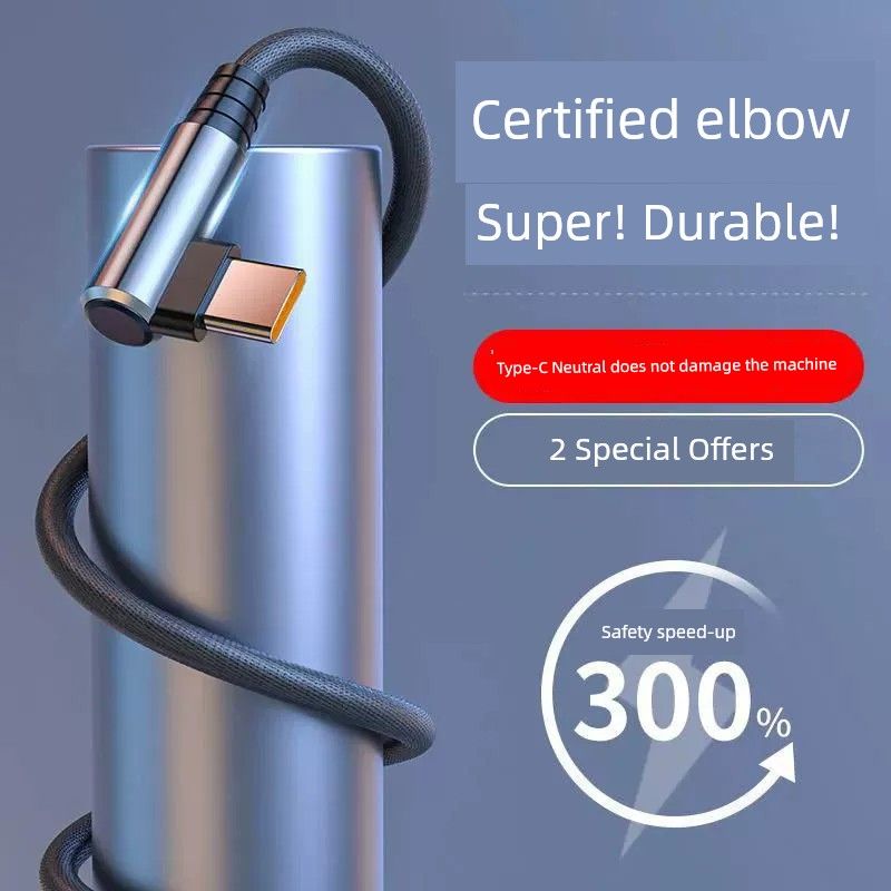 Lyömätön Laatu 6A Superpika Latausdatapeli Kyynärpää Android Type-c Huawei Vivo Xiaomi Flash Latauskaapelin Pituus_voghion.com