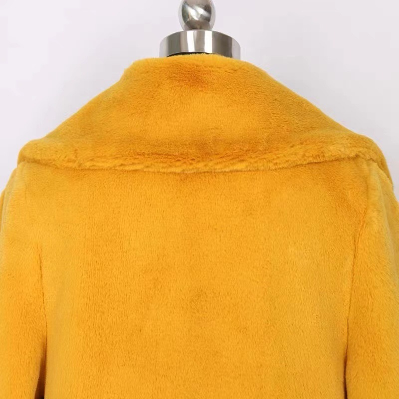 Damenmode-Anzugkragen-Langarmmantel aus Rex-Kaninchenfellimitat_voghion.com