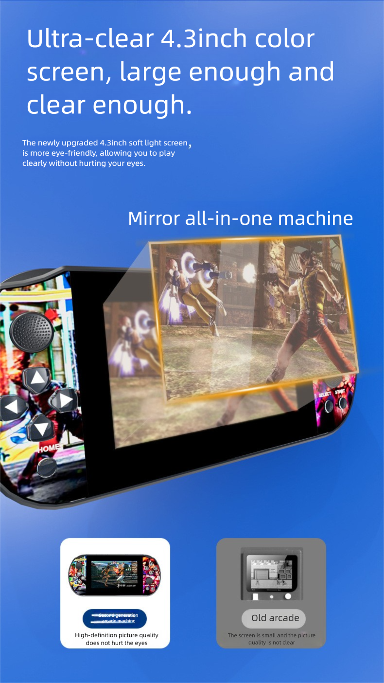 New Q3 HD Large Screen Linux System Classic Nostalgic Joystick PS1 Handheld Game Console_voghion.com