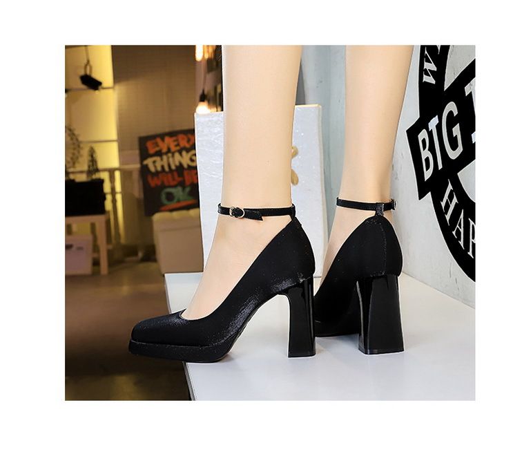 9982-K105 Style Banquet Wedding Coarse Super High Heels Waterproof Platform Silk Strap Single Shoes_voghion.com