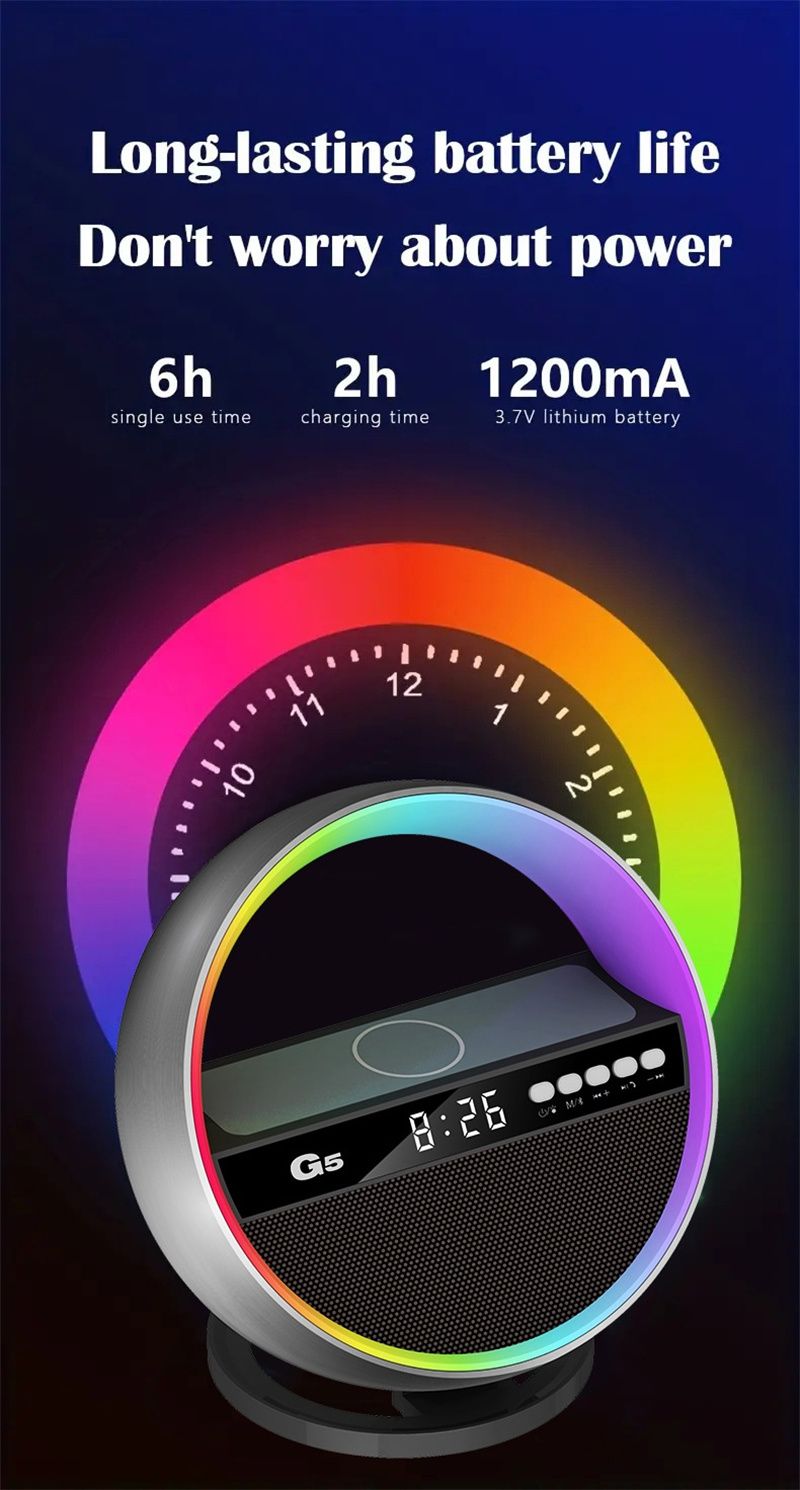 2024 Nieuwe multifunctionele RGB draadloze nachtlader Bluetooth-luidspreker Grote G-sfeerverlichting Woondecoratie_voghion.com