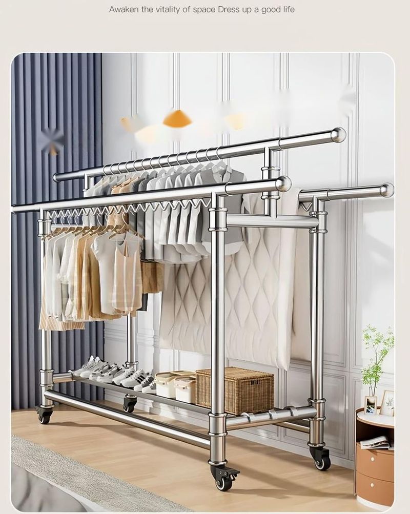 Molensige 304 Laser Full Welding Thickened Stainless Steel Telescopic Clothes Rustproof Balcony Dormitory Drying Rack_voghion.com
