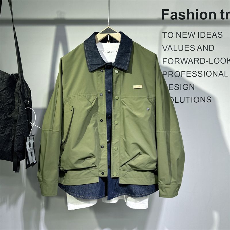 Veste nouvelle conception pour hommes au printemps et en automne, col ample, tenue de début d'automne, veste, haut fin_voghion.com