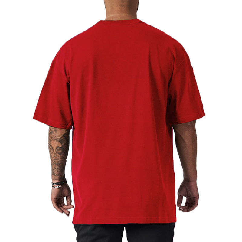 Fitness Tempo libero Manica corta GYM T-shirt alla moda Sport americani Top in cotone Girocollo Camicia inferiore allentata taglie forti_voghion.com