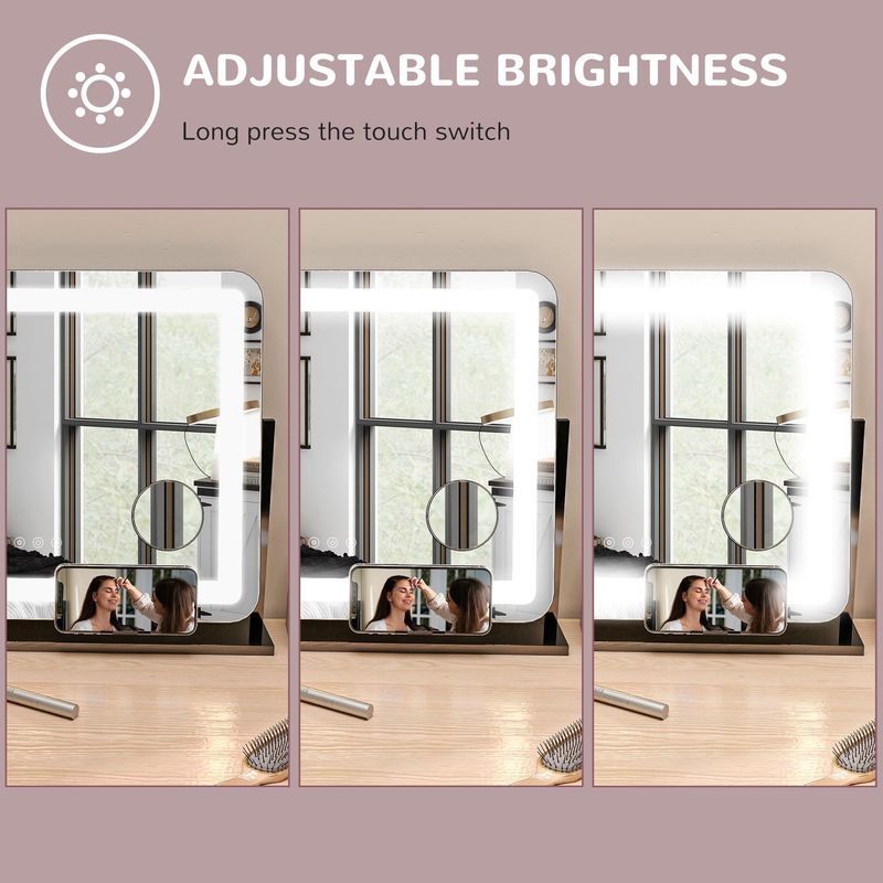 HOMCOM Dimmable Lighted Makeup Mirror With USB Port, 360 Degree Rotation_voghion.com
