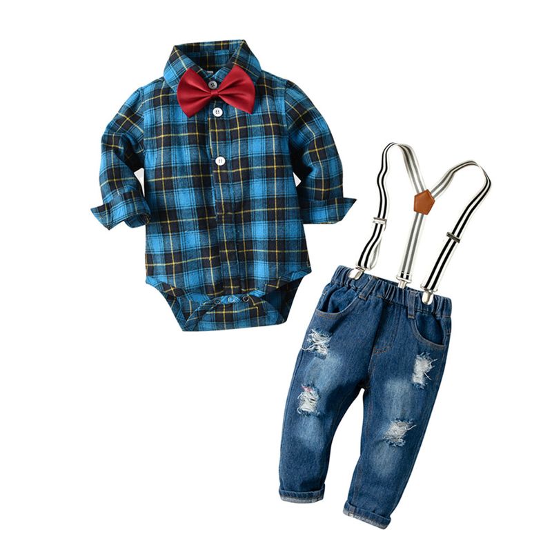 Completo da uomo primaverile e autunnale per ragazzo, papillon da uomo, completo di tuta in denim color kaki con foro strisciante_voghion.com