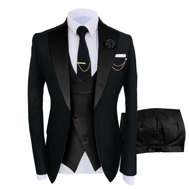 Men's Clothing Men Suits Elephant Lapel Slim Fit Men's Wedding Suit Three Piece Set_voghion.com