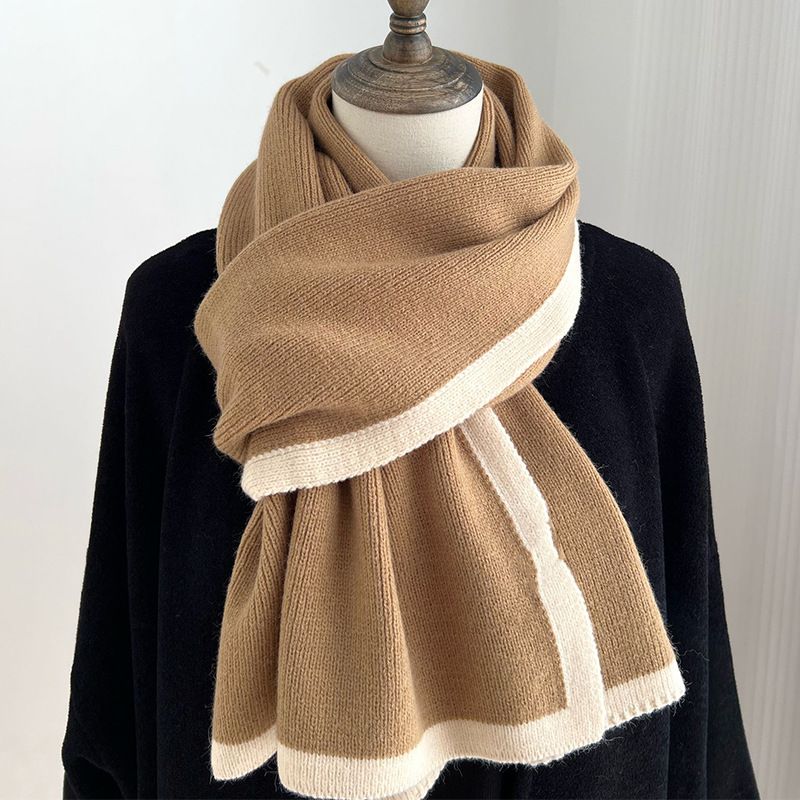 Schwaarz-wäiss Faarfpassend Schal, Wanter neien High-End Randstrickpullover, Nischdesign, villfälteg fir Männer a_voghion.com