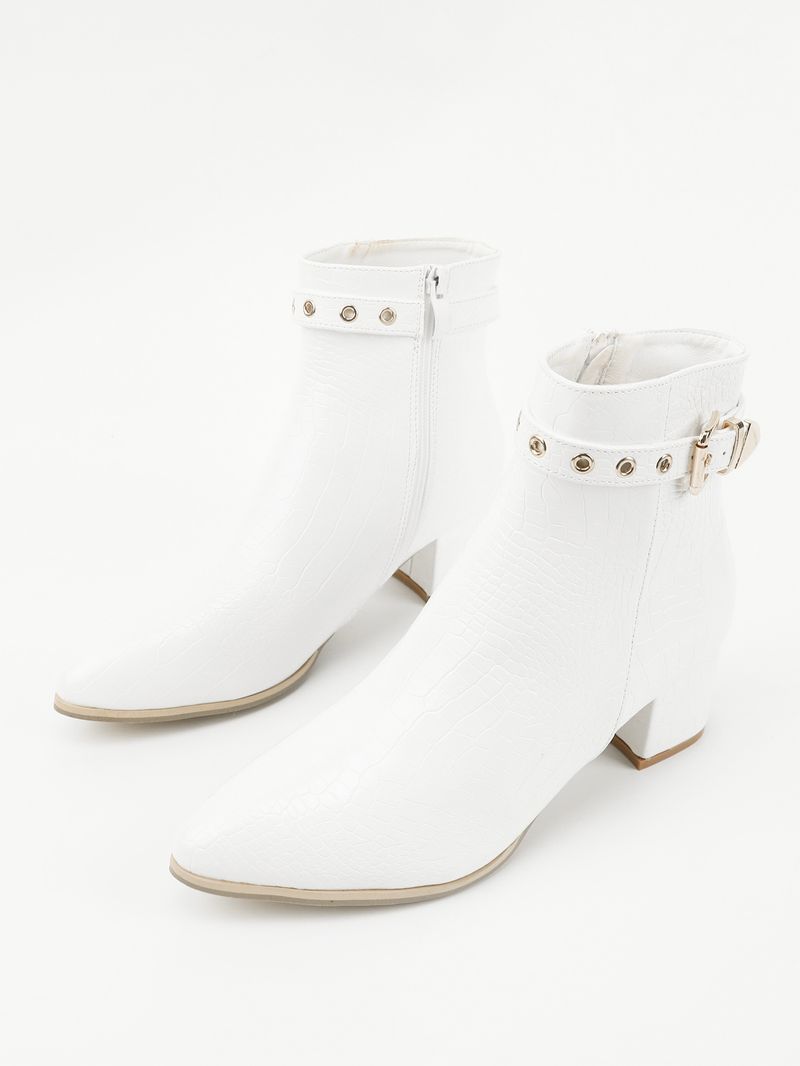 326-3 Damskie krótkie buty ze spiczastym noskiem, grube wysokie obcasy, z wygodnym, ciepłym i eleganckim zamkiem błyskawicznym z tyłu_voghion.com