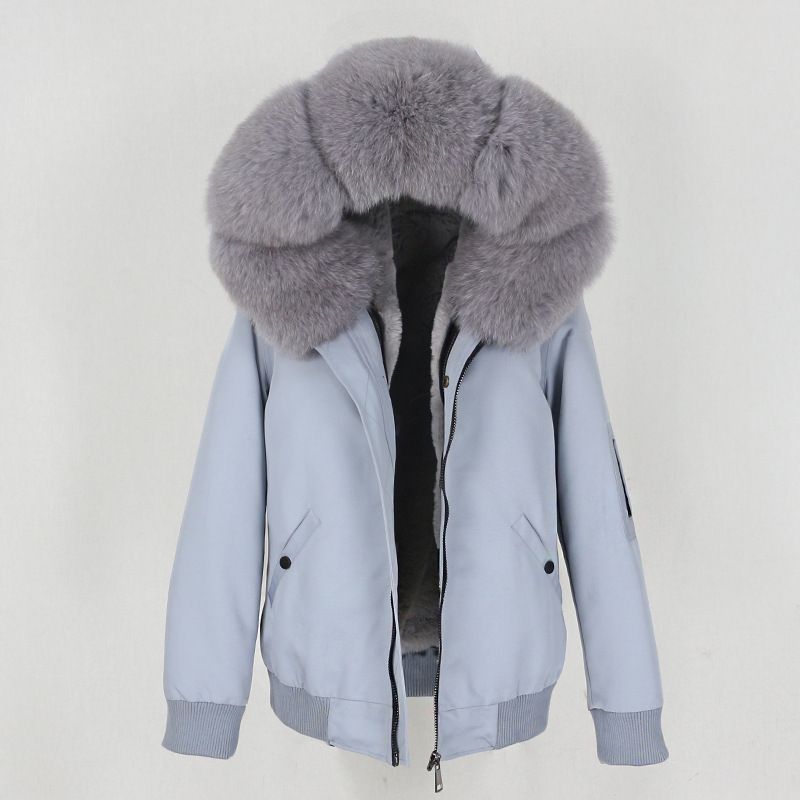 Women's Clothing New Style Parka With Thickened Artificial Fur Lining, Detachable Real Fur Large Fur Collar Jacket For Women_voghion.com