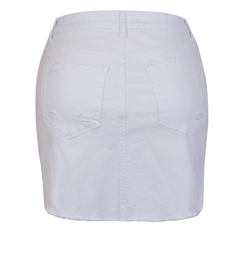 elastische gescheurde denim rok voor dames, korte rok, super heet_voghion.com