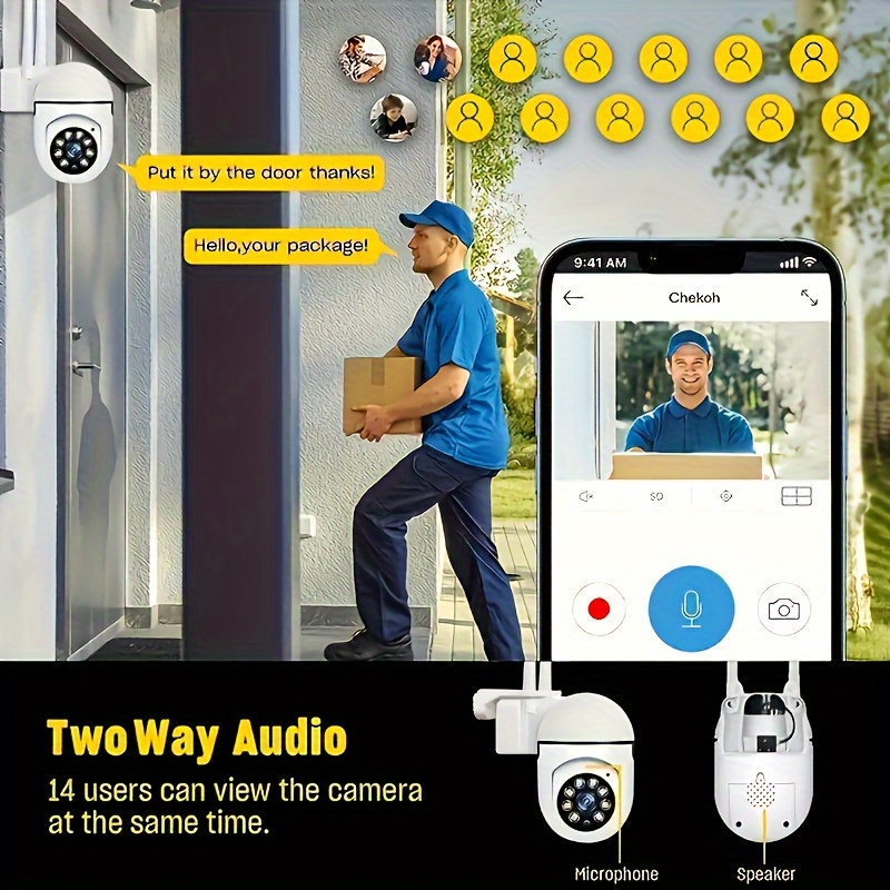 355 degree intercom 1080p remote night vision high-definition WIFI home security monitoring camera APP operation_voghion.com