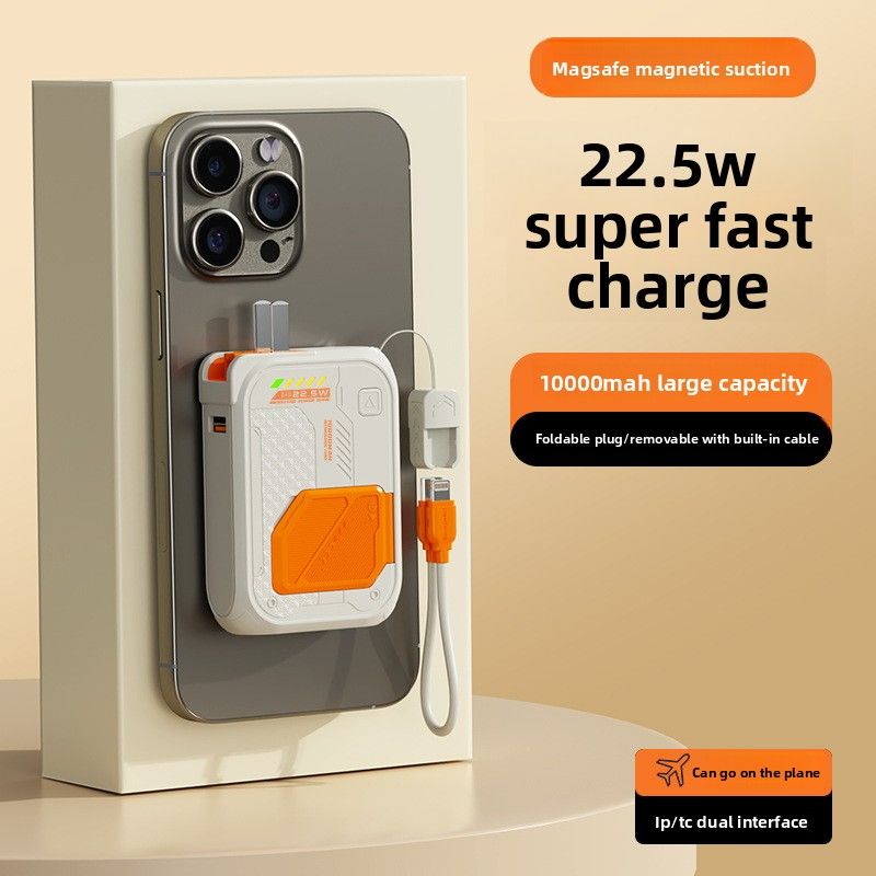 new Arrival New Five-in-One Power Bank Magnetic Wireless Charging Built-in Cable Multi-Functional AC Plug 20000mAh Sufficient_voghion.com