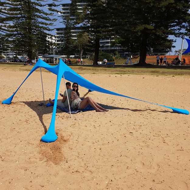Tenda da spiaggia portatile con tettuccio in lycra - Protezione solare UV per campeggio, picnic e relax all'aperto_voghion.com