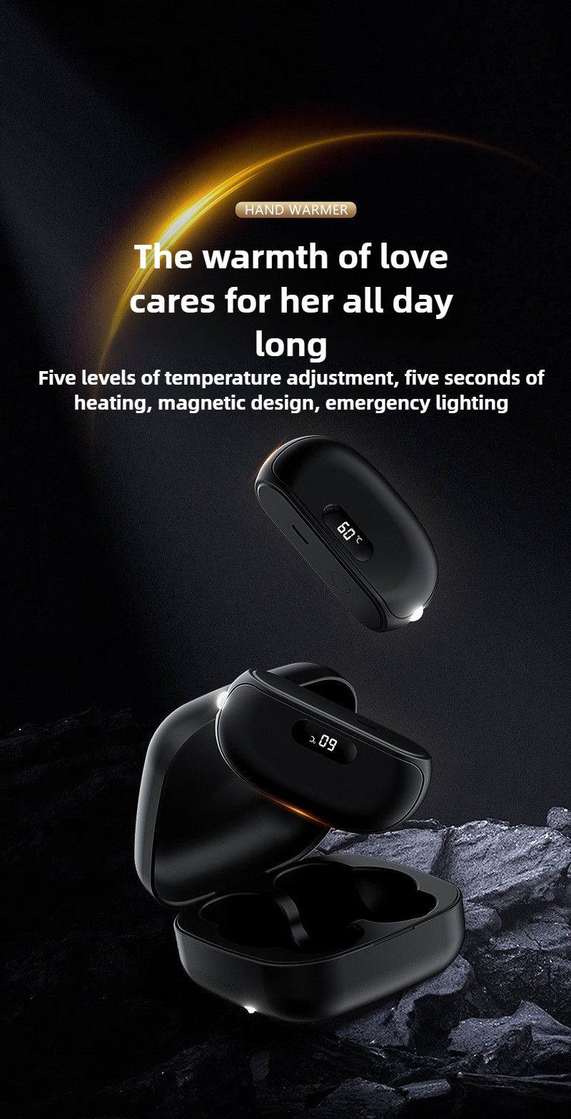 Magnetic Digital Display Rechargeable Hand Warmer With Flashlight & Power Bank - Explosion-Proof Portable Heating Pad_voghion.com