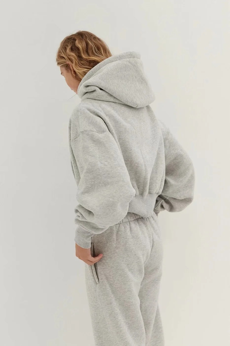 Ropa de mujer Otoño e invierno nuevo estilo suelto más sudadera con capucha de terciopelo + pantalones harén casuales con puños traje deportivo para mujer_voghion.com