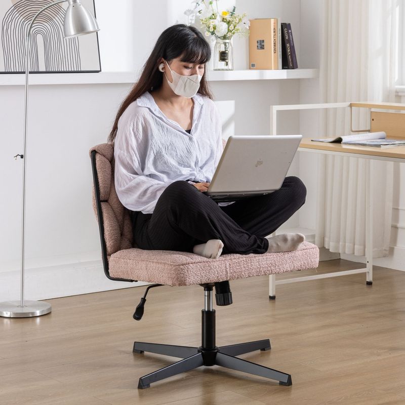 Armless Office Desk Chair No Wheels, PINK_voghion.com