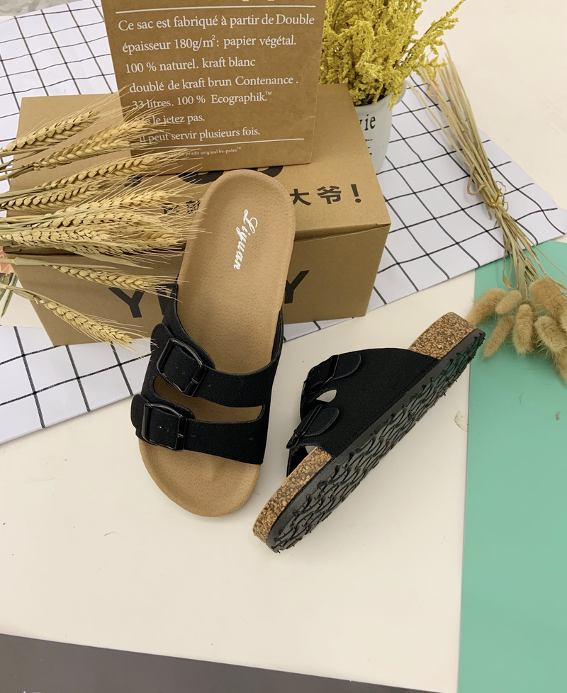 2023 Zapatillas de Comercio Exterior Transfronterizo Sandalias y Zapatillas de Mujer Zapatillas de Playa de Ocio Zapatillas de Corcho con Doble Hebilla Punto de Fábrica_voghion.com