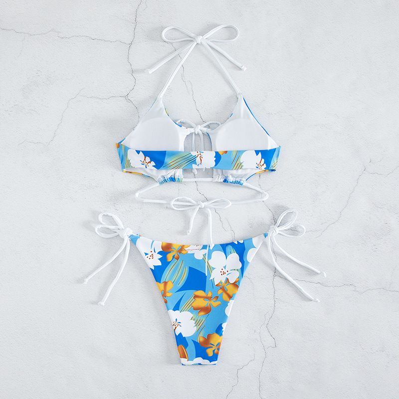 women's split bikini two-piece sexy printed lace-up hollow swimsuit women_voghion.com