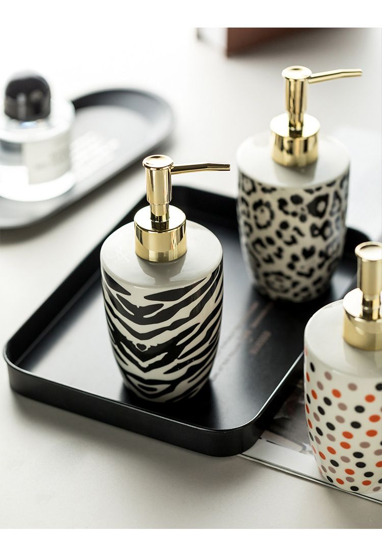 Ceramic Dispenser Bottle For Soap, Shampoo & Lotion – Stylish Foam Pump With Decorative Patterns (340ml, Hotel & Home Use)_voghion.com