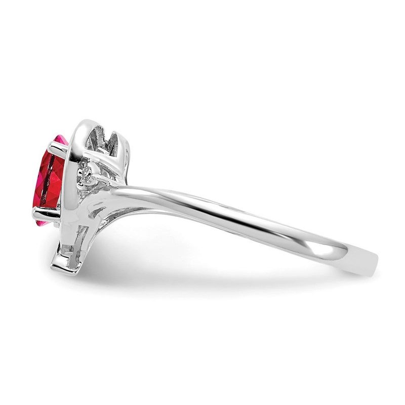 14k White Gold Ruby And Diamond Heart Ring_voghion.com