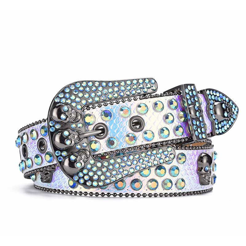 VOOTHOST Punk Kalnų krištolinis diržas Vakarų kaubojų deimantų Bling diržas Vyriškas Y2K Crystal Dygliuotas Cinto De Strass džinsams VB080_voghion.com