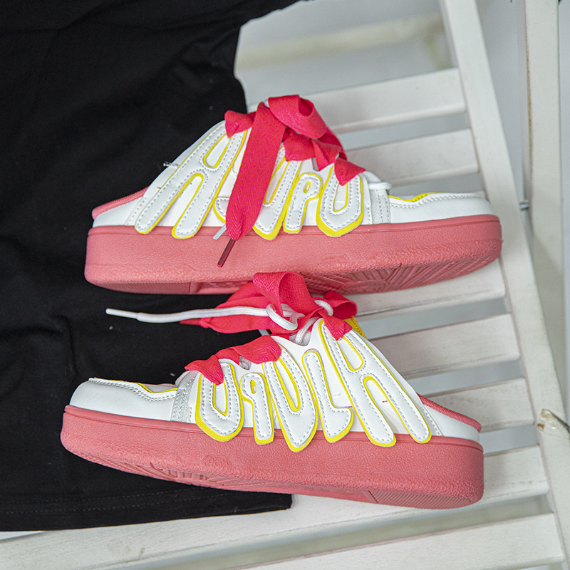 Ins Dopamine Bunny White Closed-Toe Bread Summer New Thick-Soled Half Slippers For Women_voghion.com