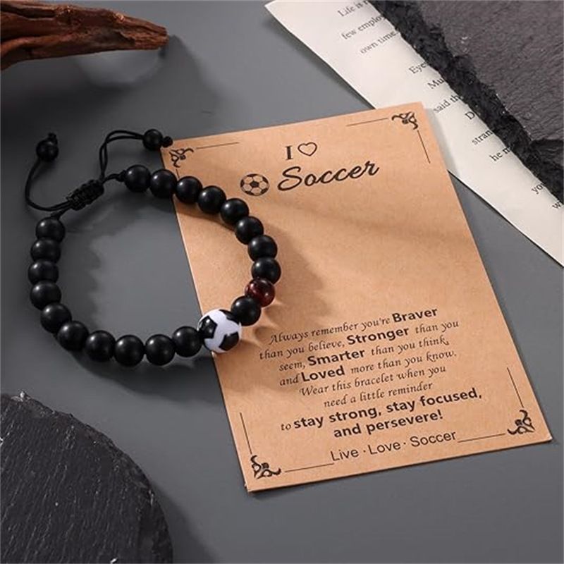Men's Sports Bracelet - Black Matte Stone & Red Tiger Eye Beads (Adjustable, Gift Ready)_voghion.com