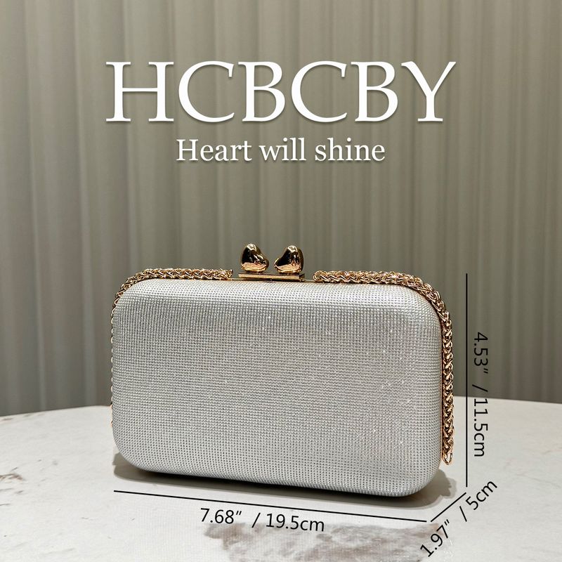 Borsa a mano minimalista con glitter argento - Elegante borsa da sera da donna per occasioni formali_voghion.com