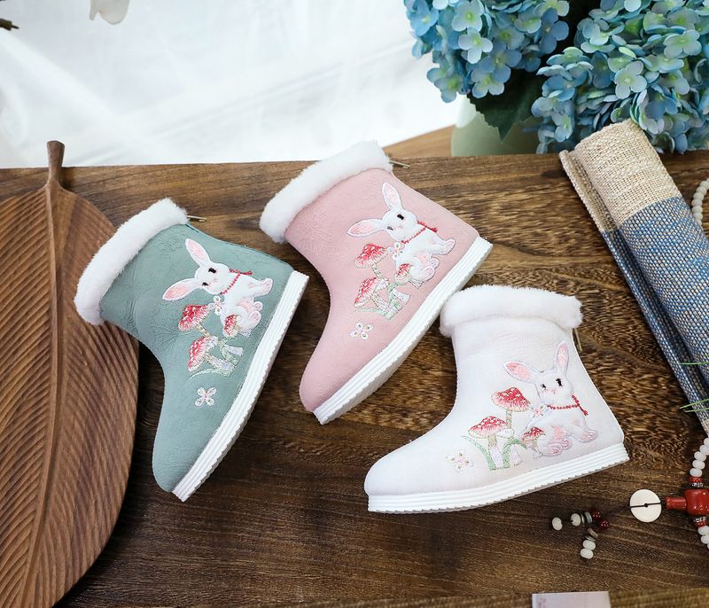 Stivali corti in cotone per bambini, autunno e inverno, in tessuto Hanfu ricamato, taglia S, per spettacoli di danza in stile cinese_voghion.com