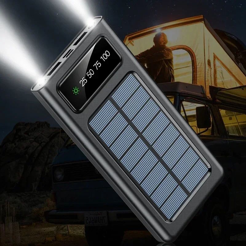 OnePlus Solar Bank200000 MAh Large Capacity Mobile Power Fast Charging Battery Dual USB 4 Cables For IPhone Xiaomi_voghion.com