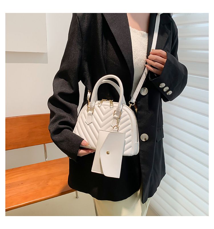 Borse da donna, borse popolari primaverili, borse da donna alla moda e versatili, borse a conchiglia a righe in due pezzi, borsa a tracolla singola piccola per temperamento femminile_voghion.com