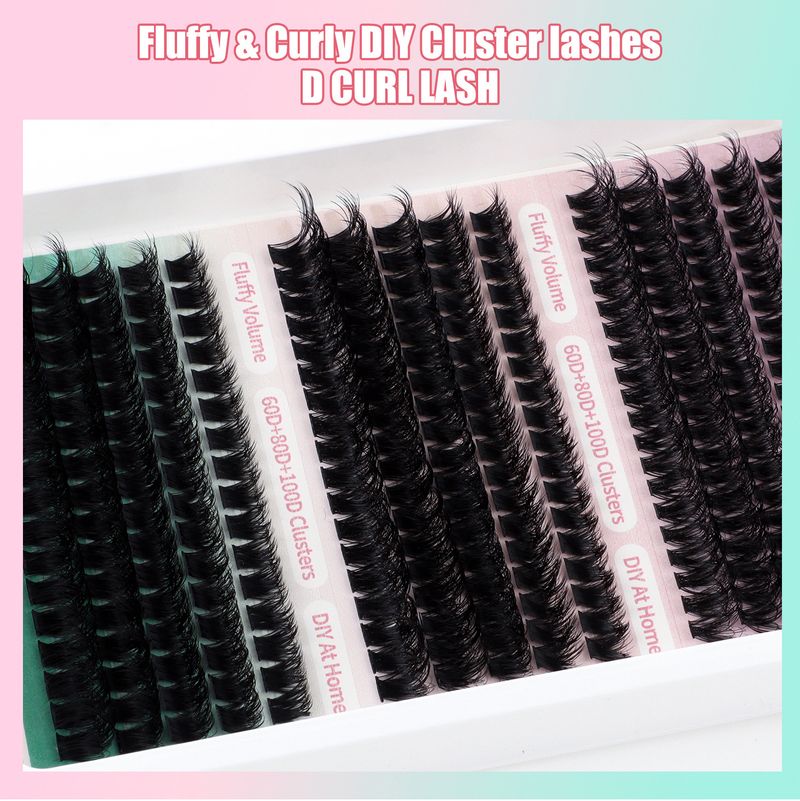 Ljepota i zdravlje DIY odijelo za ekstenzije umjetnih trepavica s jednom klasterom kose, debljina 270 klastera, 60D, 80D, 100D trepavice_voghion.com