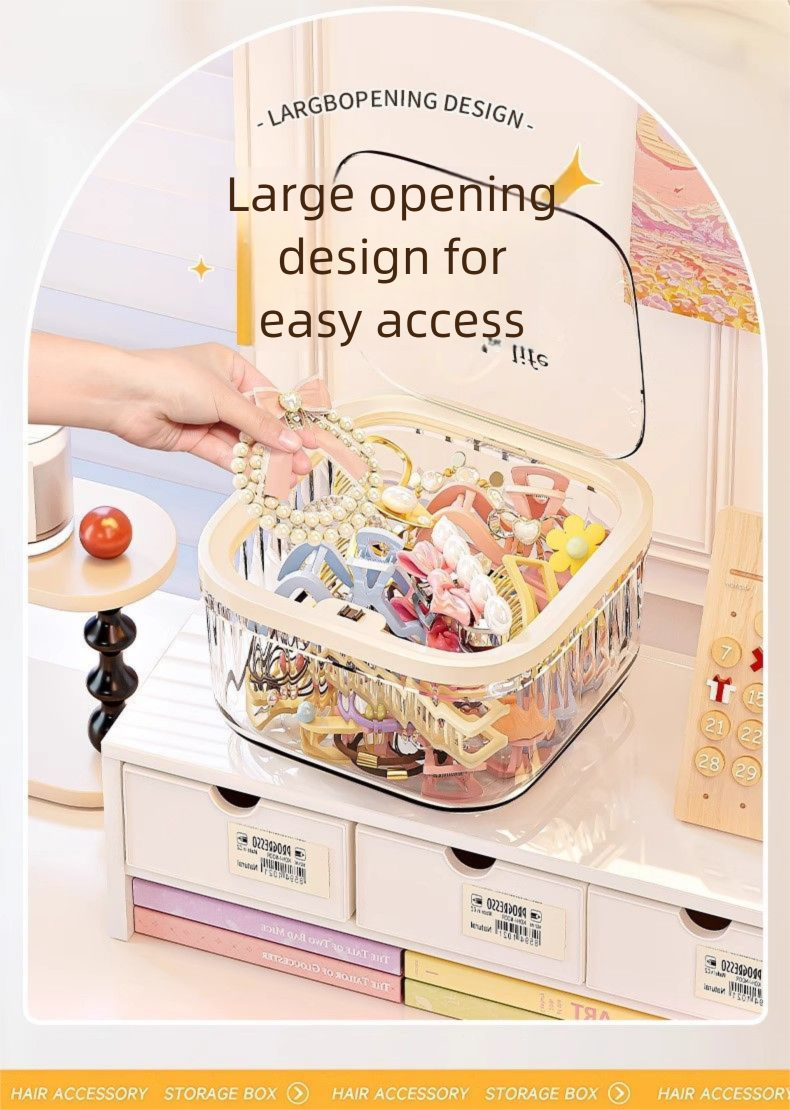 Desktop Press Pop-up Large Capacity Transparent Cosmetic Miscellaneous Organizer Multifunctional Storage Box_voghion.com