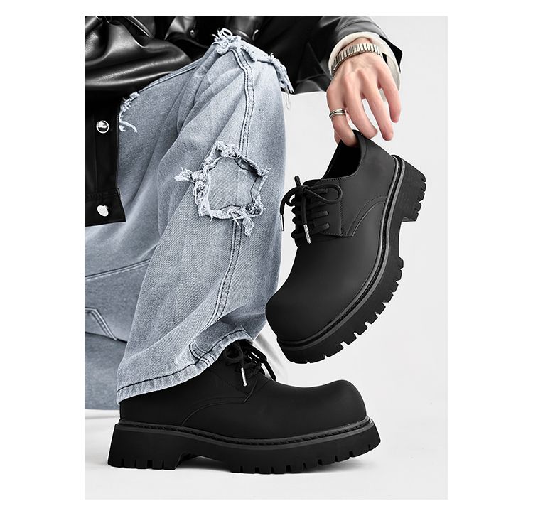 Scarpe Derby retrò casual eleganti con suola spessa_voghion.com