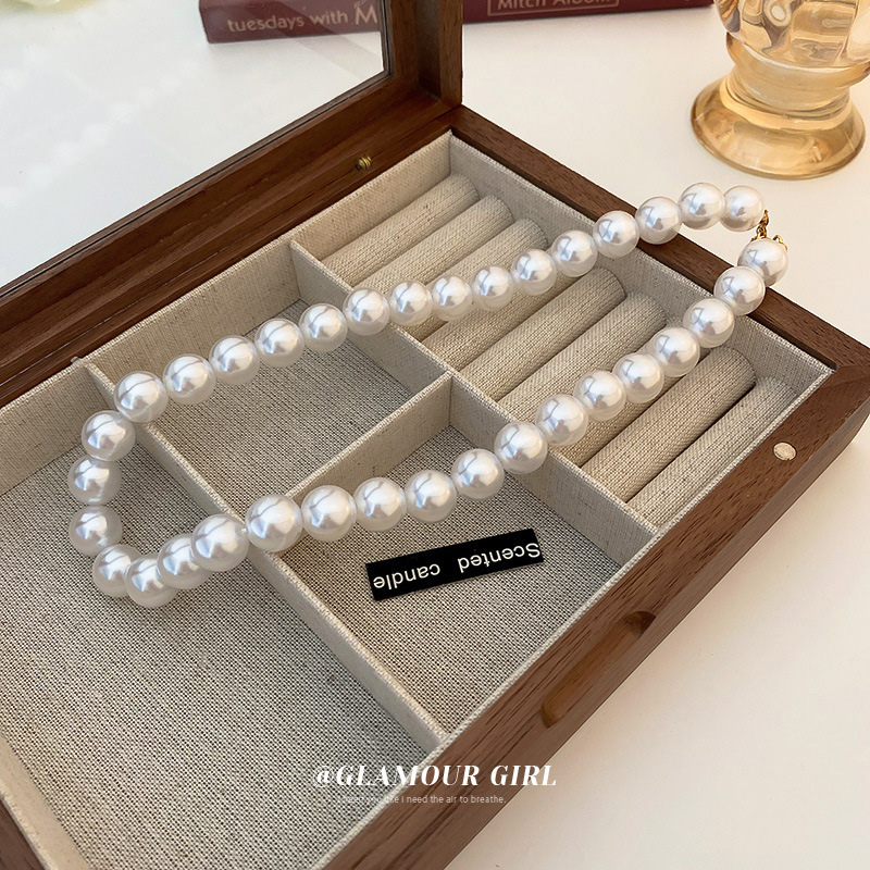 French Style Large Pearl INS Fashion Personality Internet Celebrity Temperament Collarbone Chain Simple Versatile_voghion.com